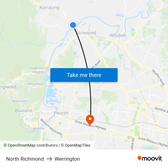 North Richmond to Werrington map