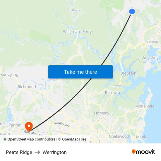 Peats Ridge to Werrington map
