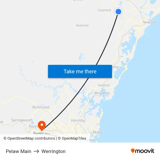 Pelaw Main to Werrington map