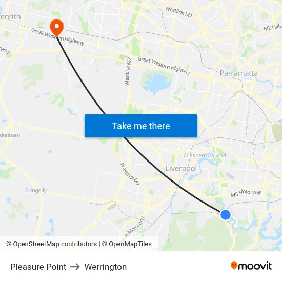 Pleasure Point to Werrington map