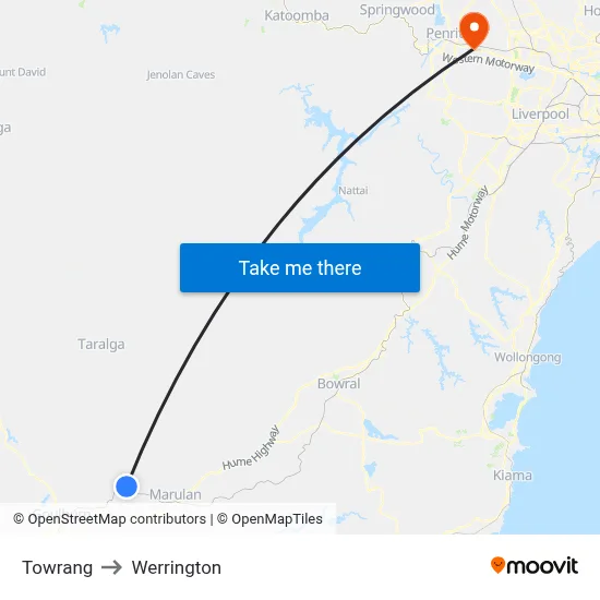 Towrang to Werrington map