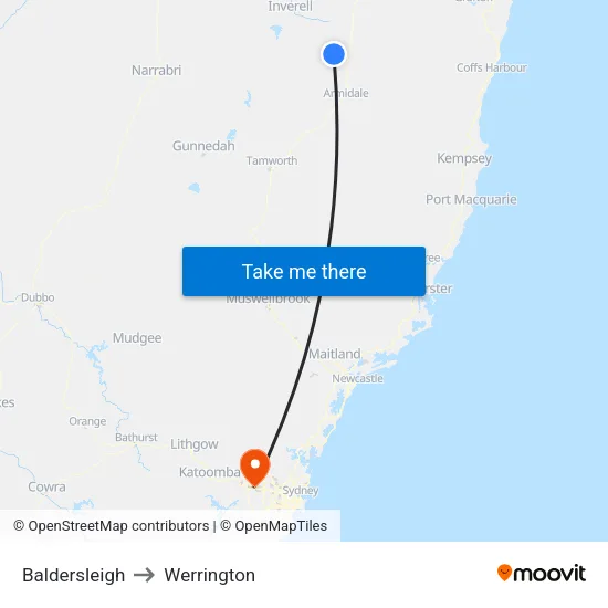 Baldersleigh to Werrington map