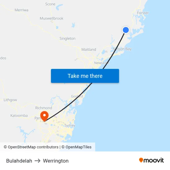 Bulahdelah to Werrington map
