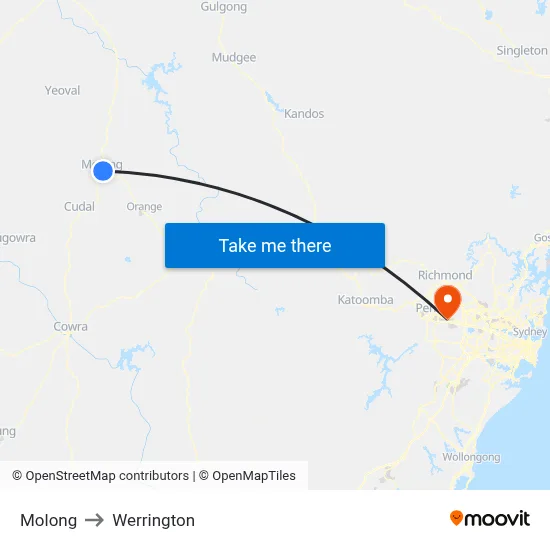 Molong to Werrington map