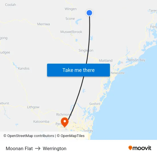 Moonan Flat to Werrington map