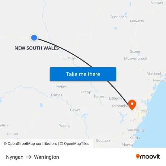 Nyngan to Werrington map