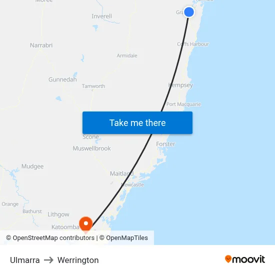 Ulmarra to Werrington map