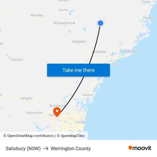 Salisbury (NSW) to Werrington County map