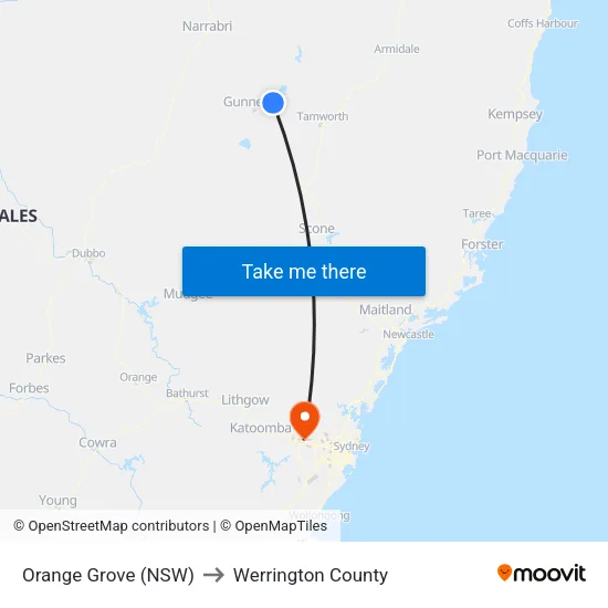 Orange Grove (NSW) to Werrington County map