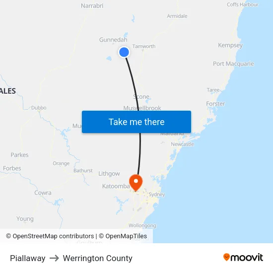 Piallaway to Werrington County map