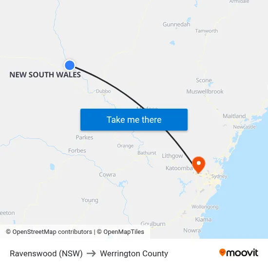 Ravenswood (NSW) to Werrington County map