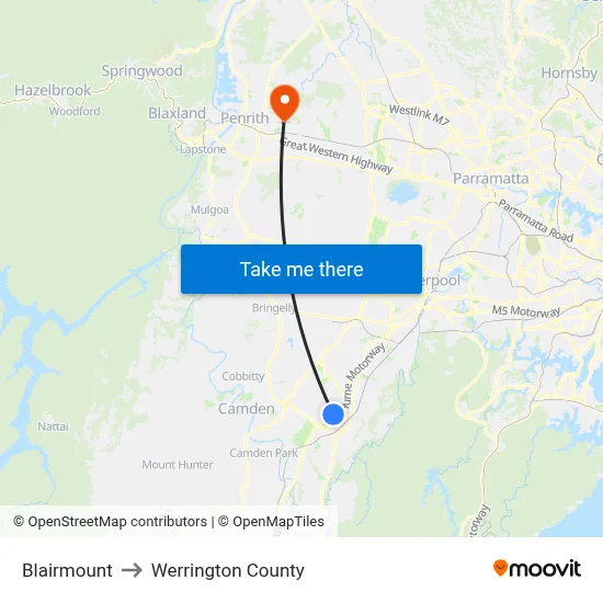 Blairmount to Werrington County map