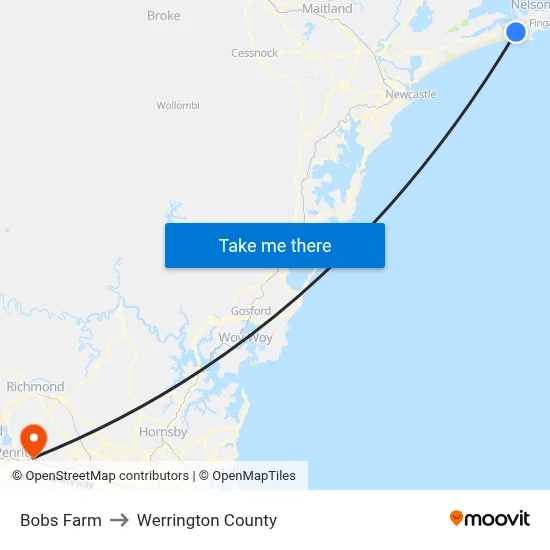 Bobs Farm to Werrington County map