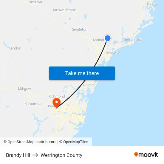 Brandy Hill to Werrington County map