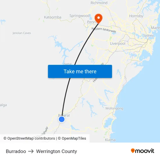 Burradoo to Werrington County map