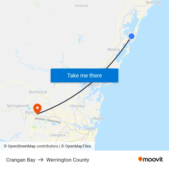 Crangan Bay to Werrington County map