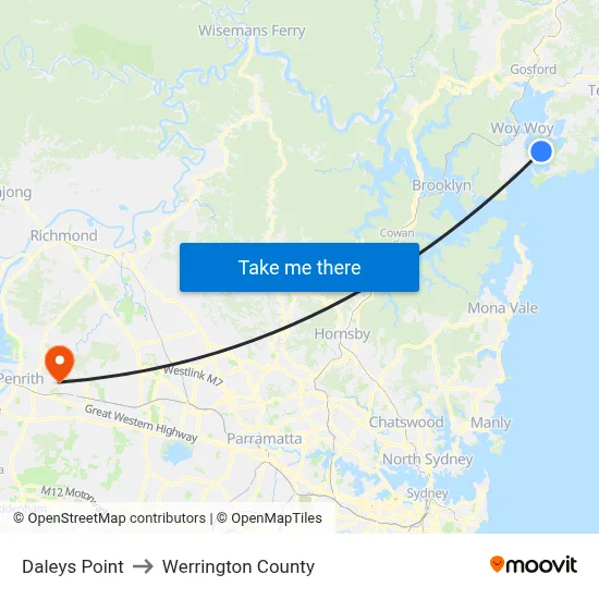 Daleys Point to Werrington County map