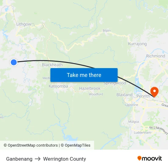 Ganbenang to Werrington County map