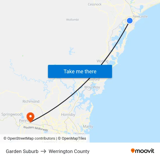 Garden Suburb to Werrington County map