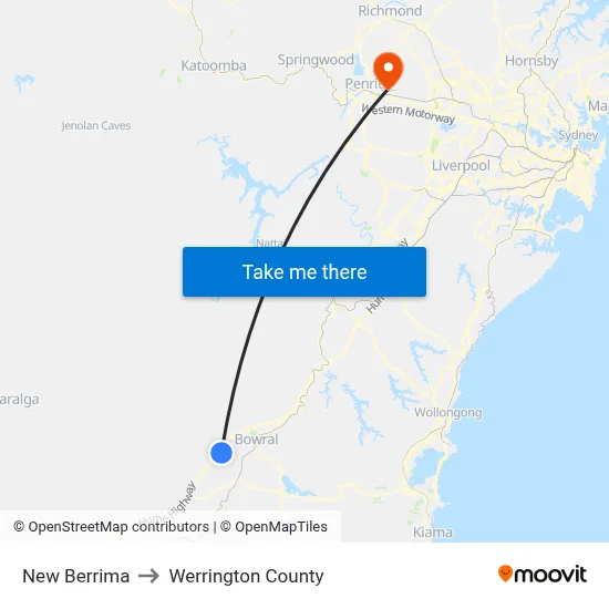 New Berrima to Werrington County map