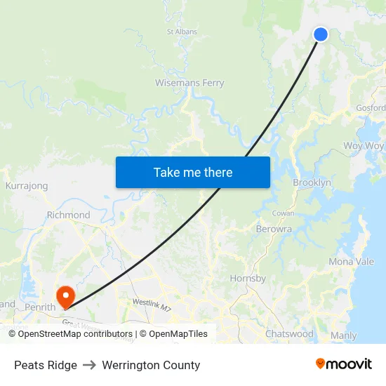Peats Ridge to Werrington County map