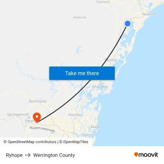 Ryhope to Werrington County map