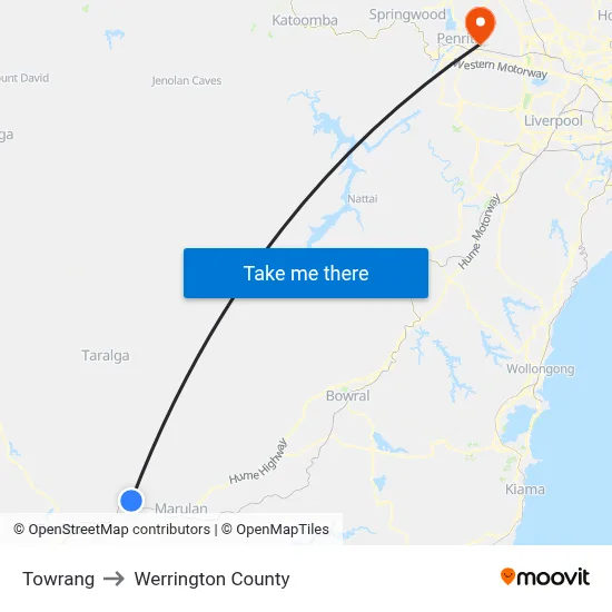 Towrang to Werrington County map