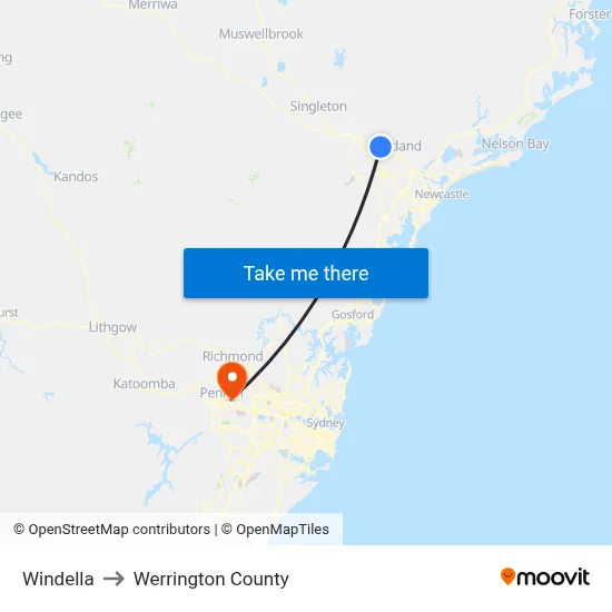 Windella to Werrington County map