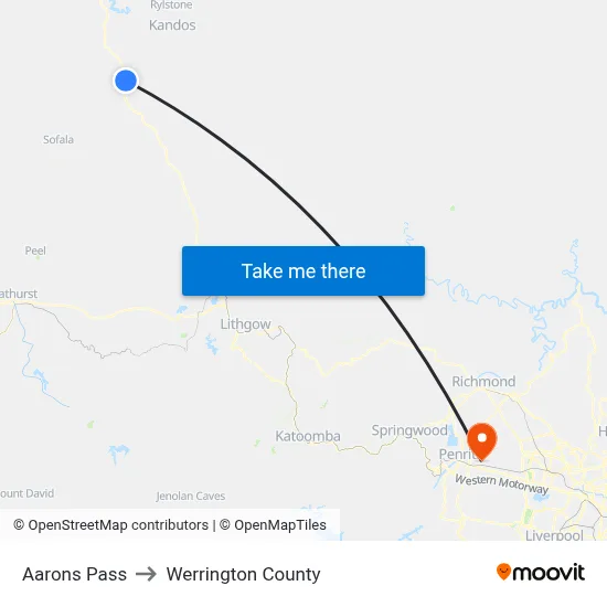 Aarons Pass to Werrington County map