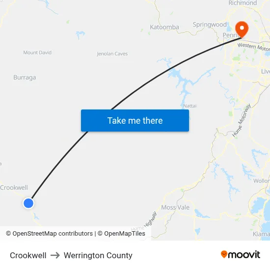 Crookwell to Werrington County map
