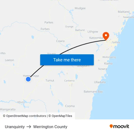 Uranquinty to Werrington County map