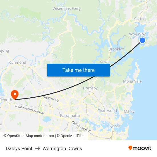 Daleys Point to Werrington Downs map