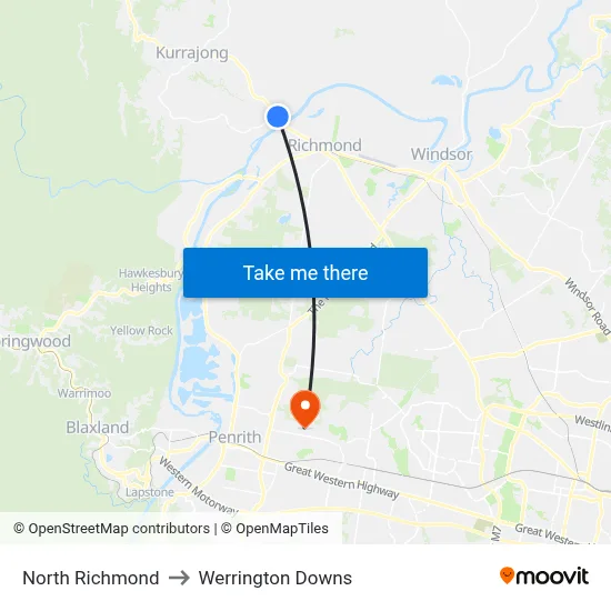 North Richmond to Werrington Downs map