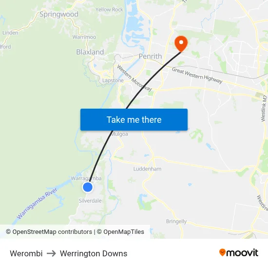 Werombi to Werrington Downs map