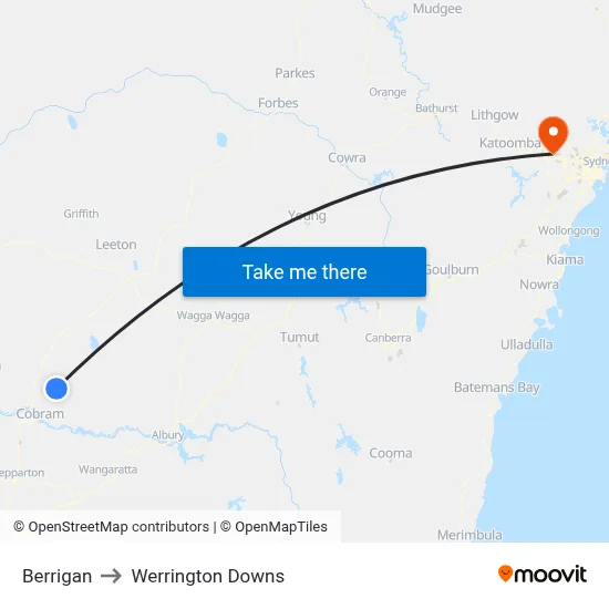 Berrigan to Werrington Downs map