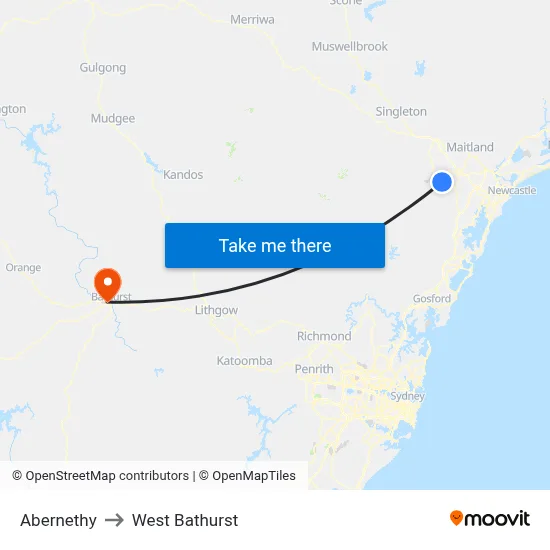 Abernethy to West Bathurst map