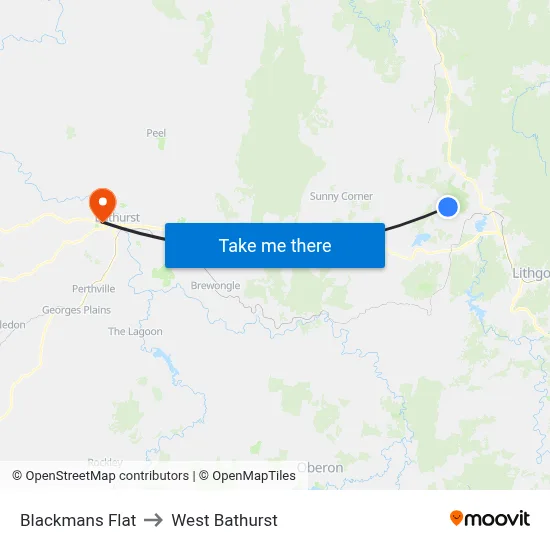 Blackmans Flat to West Bathurst map