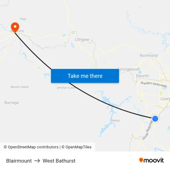 Blairmount to West Bathurst map
