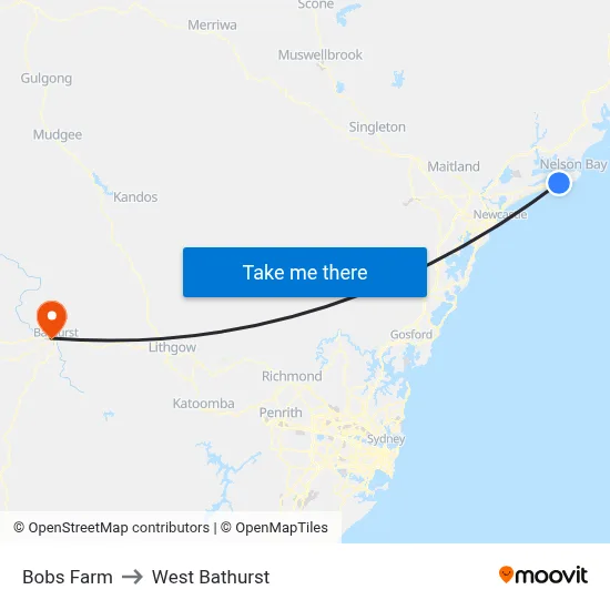 Bobs Farm to West Bathurst map