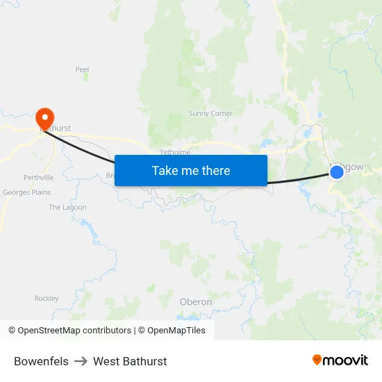 Bowenfels to West Bathurst map