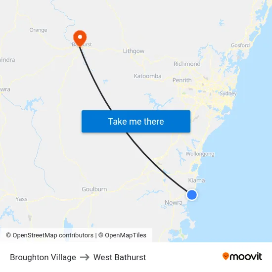 Broughton Village to West Bathurst map
