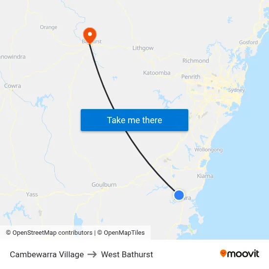 Cambewarra Village to West Bathurst map