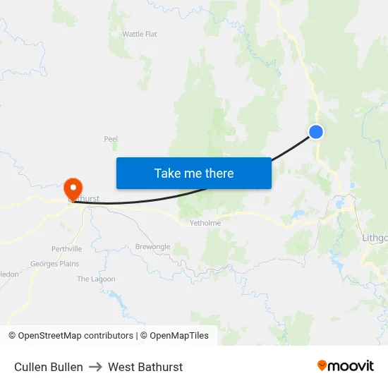 Cullen Bullen to West Bathurst map