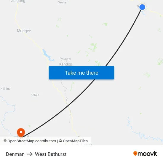 Denman to West Bathurst map