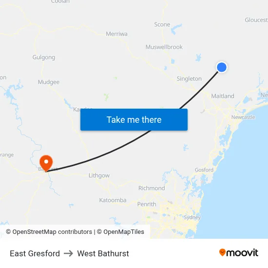 East Gresford to West Bathurst map