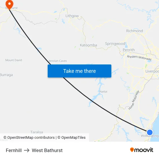 Fernhill to West Bathurst map