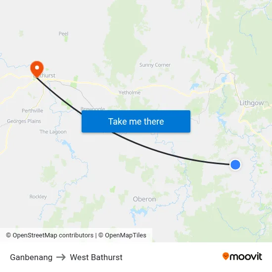 Ganbenang to West Bathurst map