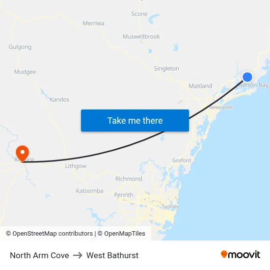 North Arm Cove to West Bathurst map