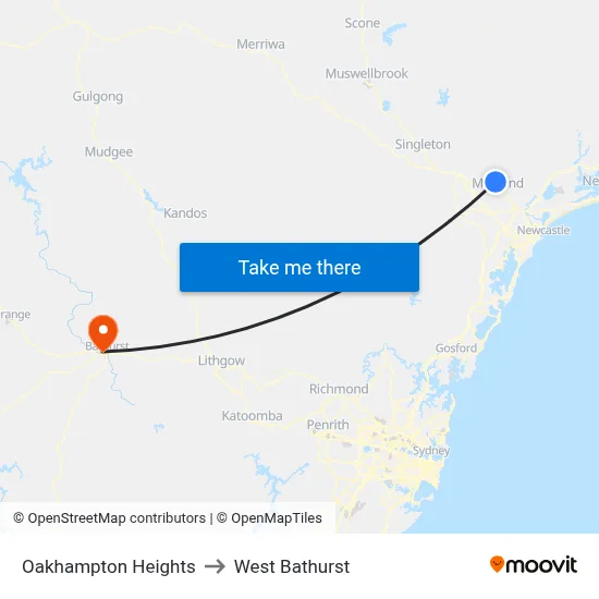 Oakhampton Heights to West Bathurst map