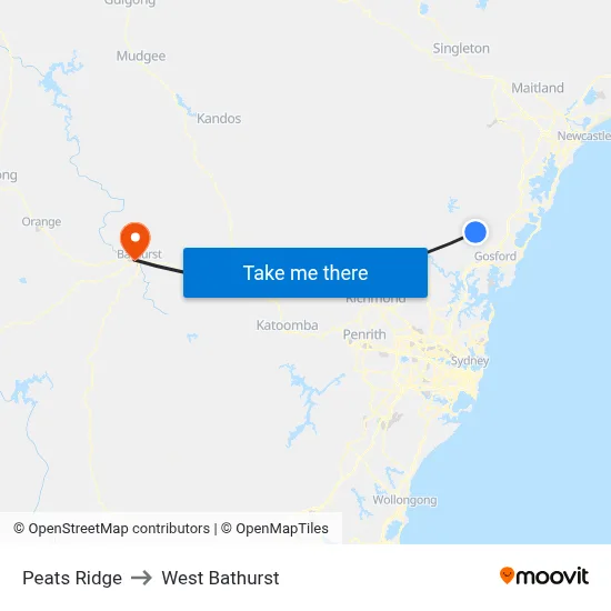Peats Ridge to West Bathurst map